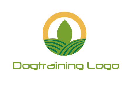 abstract tree and fields in circle logo