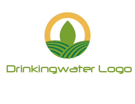 abstract tree and fields in circle logo