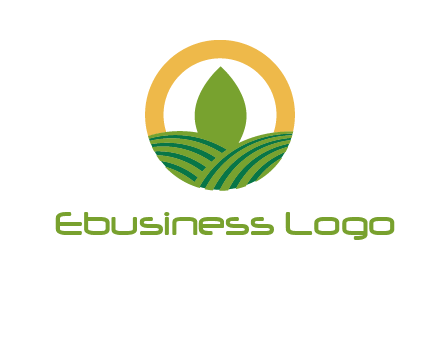 abstract tree and fields in circle logo