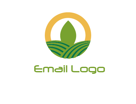 abstract tree and fields in circle logo