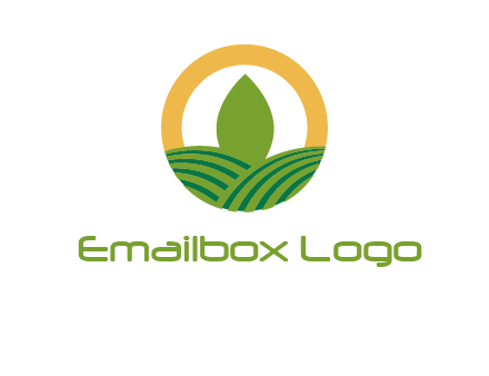 abstract tree and fields in circle logo