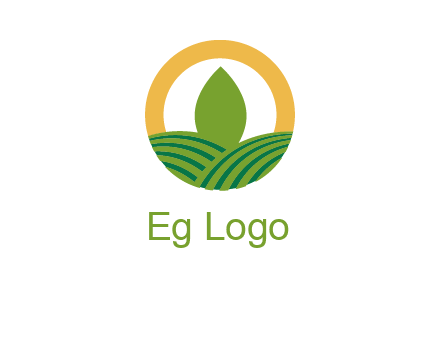 abstract tree and fields in circle logo