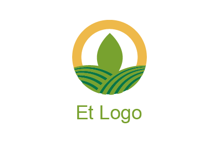 abstract tree and fields in circle logo