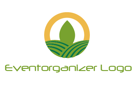 abstract tree and fields in circle logo