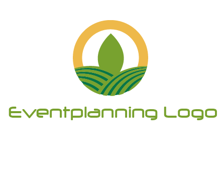 abstract tree and fields in circle logo
