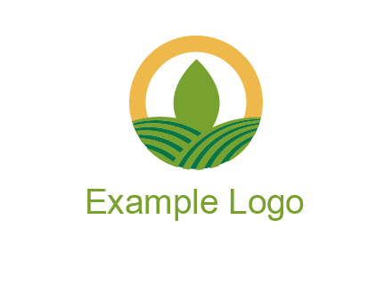 abstract tree and fields in circle logo