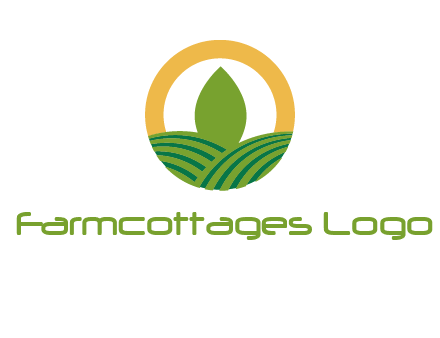 abstract tree and fields in circle logo