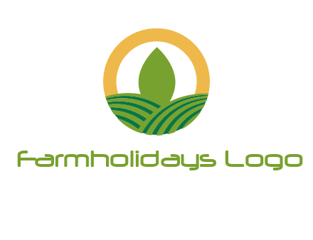 abstract tree and fields in circle logo