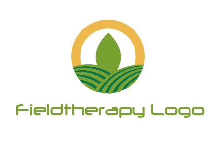 abstract tree and fields in circle logo