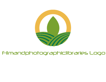 abstract tree and fields in circle logo