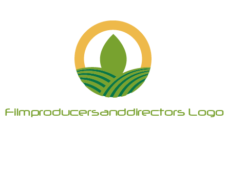 abstract tree and fields in circle logo