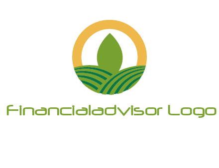 abstract tree and fields in circle logo