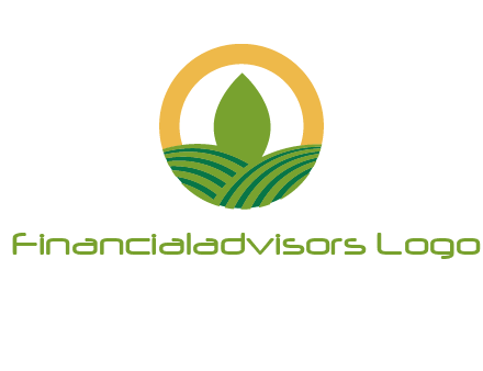 abstract tree and fields in circle logo