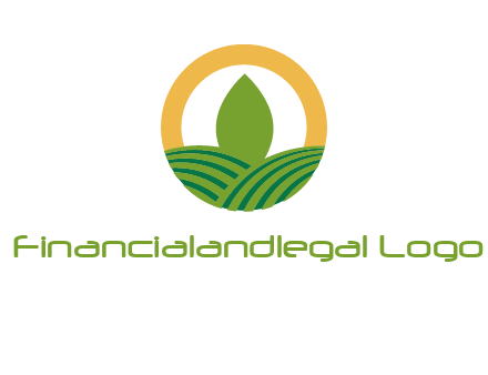 abstract tree and fields in circle logo