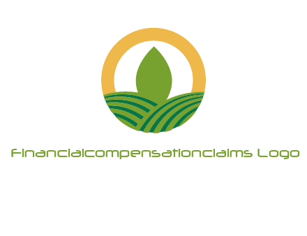 abstract tree and fields in circle logo