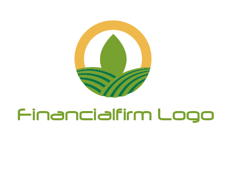 abstract tree and fields in circle logo