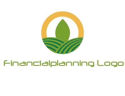 abstract tree and fields in circle logo