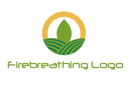 abstract tree and fields in circle logo