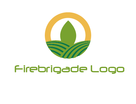 abstract tree and fields in circle logo