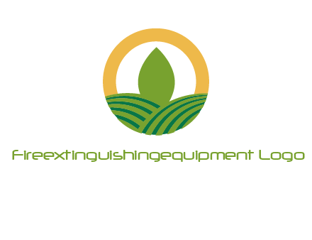 abstract tree and fields in circle logo