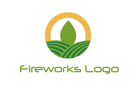 abstract tree and fields in circle logo