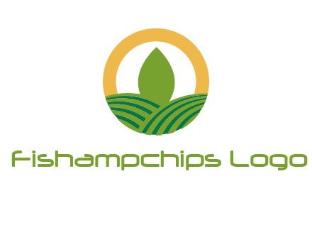 abstract tree and fields in circle logo