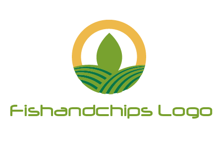 abstract tree and fields in circle logo