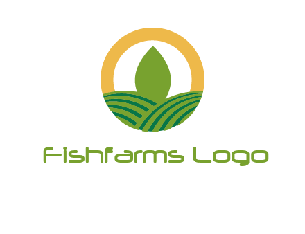 abstract tree and fields in circle logo