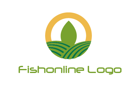abstract tree and fields in circle logo