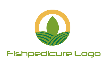 abstract tree and fields in circle logo