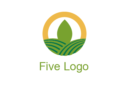 abstract tree and fields in circle logo