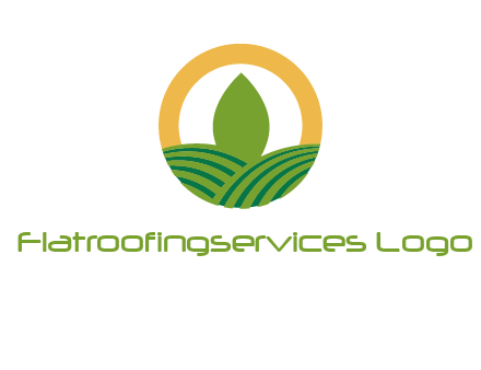 abstract tree and fields in circle logo