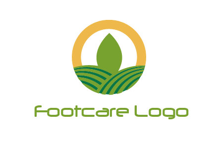 abstract tree and fields in circle logo
