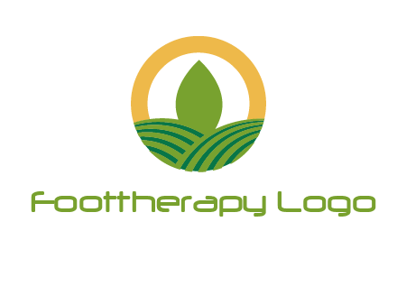 abstract tree and fields in circle logo