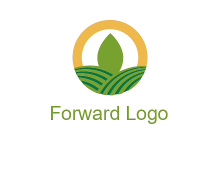 abstract tree and fields in circle logo