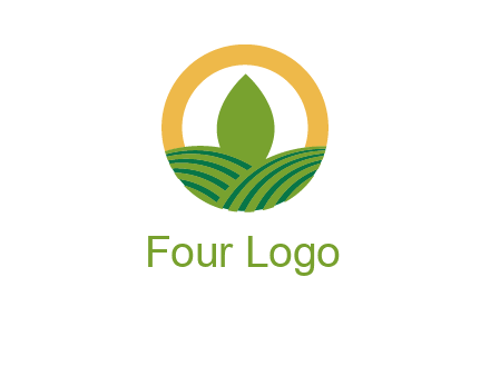 abstract tree and fields in circle logo