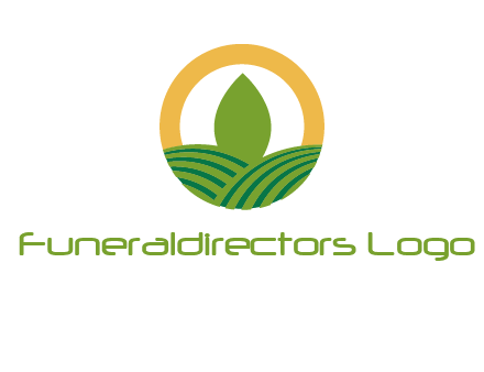 abstract tree and fields in circle logo
