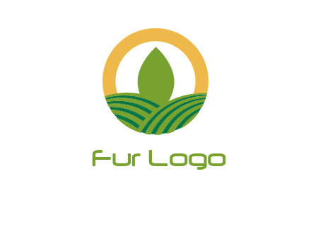 abstract tree and fields in circle logo