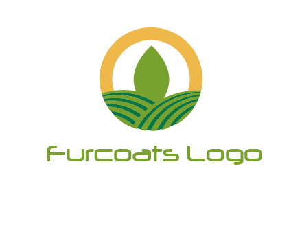 abstract tree and fields in circle logo