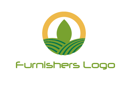 abstract tree and fields in circle logo
