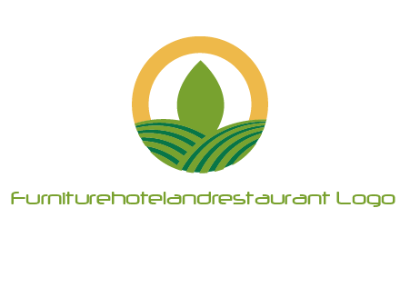 abstract tree and fields in circle logo