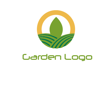 abstract tree and fields in circle logo