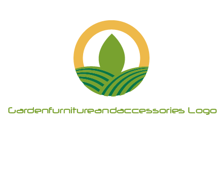 abstract tree and fields in circle logo