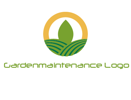 abstract tree and fields in circle logo