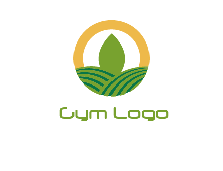 abstract tree and fields in circle logo