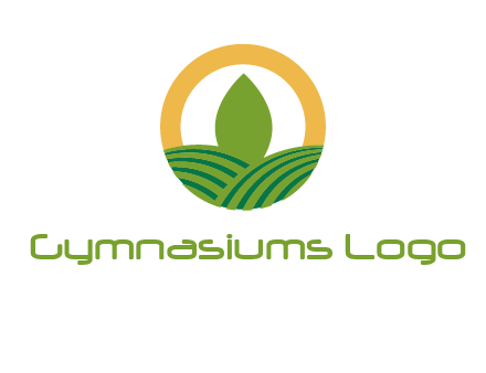 abstract tree and fields in circle logo