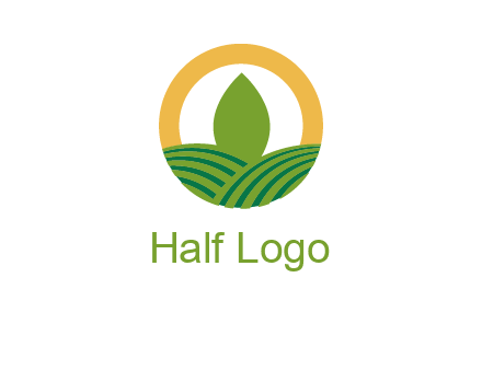 abstract tree and fields in circle logo
