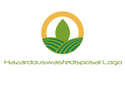 abstract tree and fields in circle logo