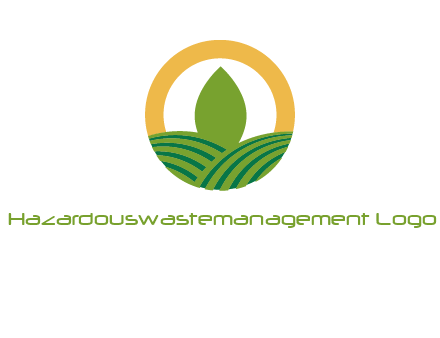 abstract tree and fields in circle logo