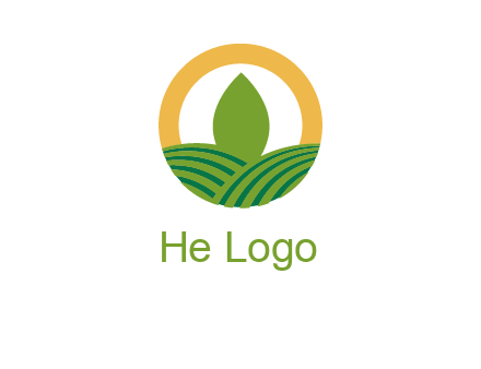 abstract tree and fields in circle logo